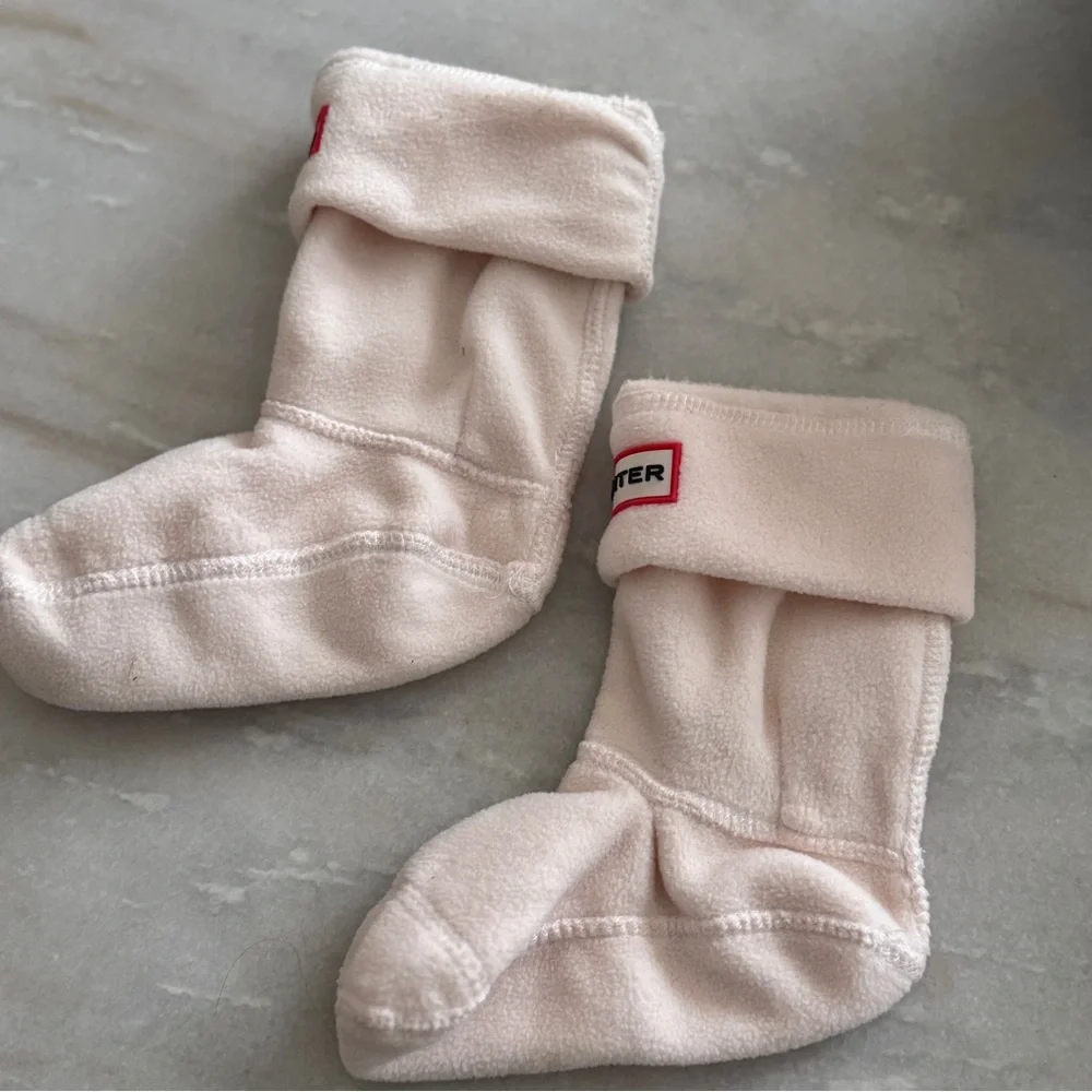 HUNTER Kids Fleece Boot Socks in Ivory - Size S Kids